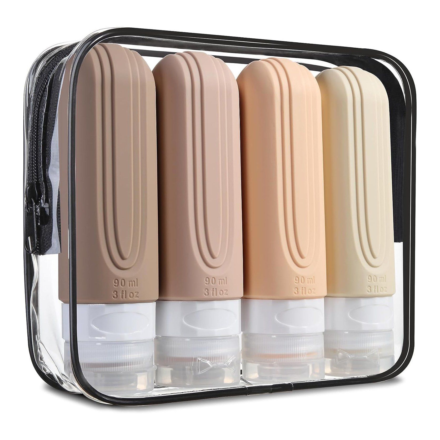 90ml TSA 통과 실리콘 여행용 공병 세트 (지퍼백 포함) 제품 사진